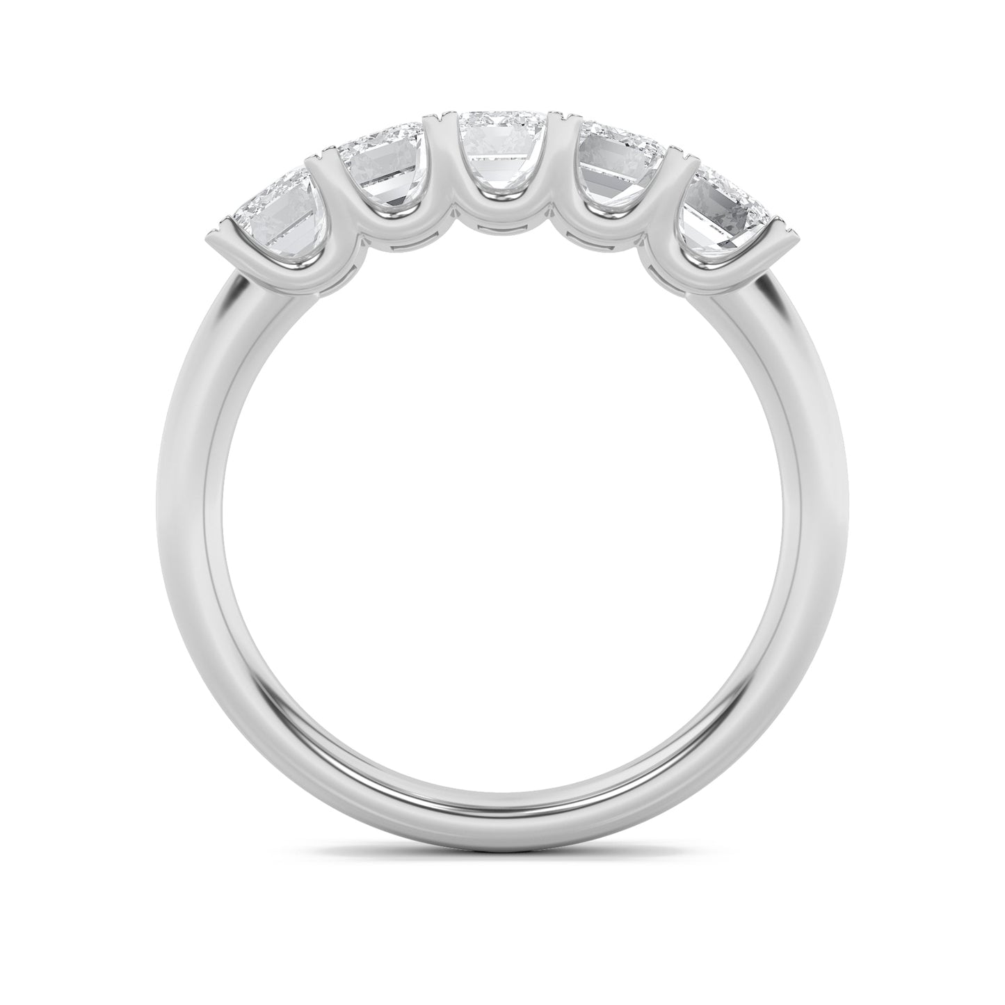 2Cttw Emerald Shaped Lab Grown Diamond (F/VS) Five Stone Band Ring in 14K Gold