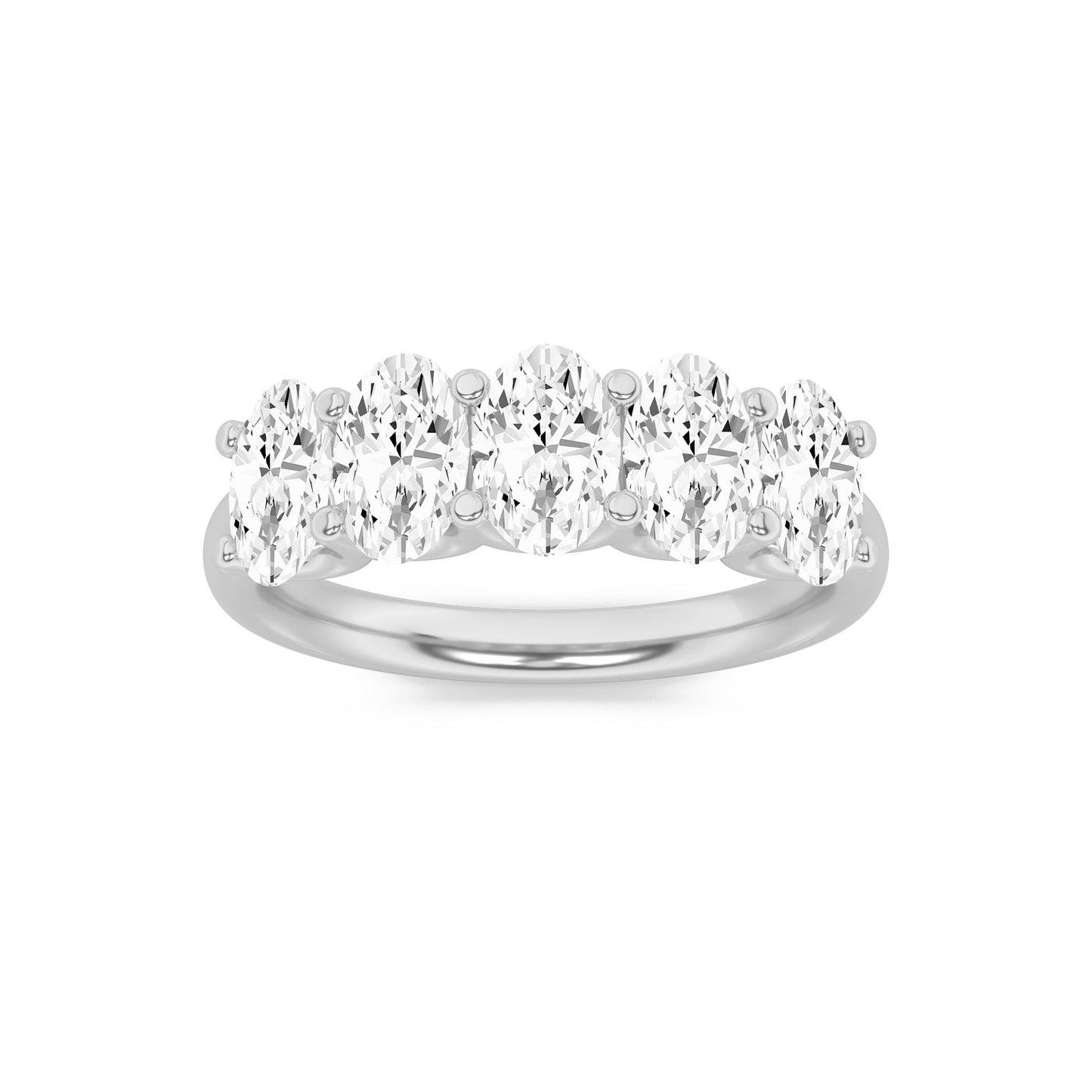 2Cttw Oval Shaped Lab Grown Diamond (F/VS) Five Stone Band Ring in 14K Gold