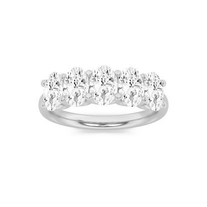 2Cttw Oval Shaped Lab Grown Diamond (F/VS) Five Stone Band Ring in 14K Gold