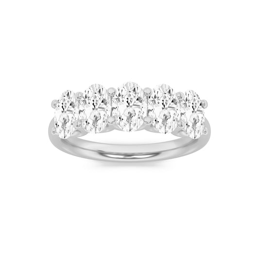 2Cttw Oval Shaped Lab Grown Diamond (F/VS) Five Stone Band Ring in 14K Gold