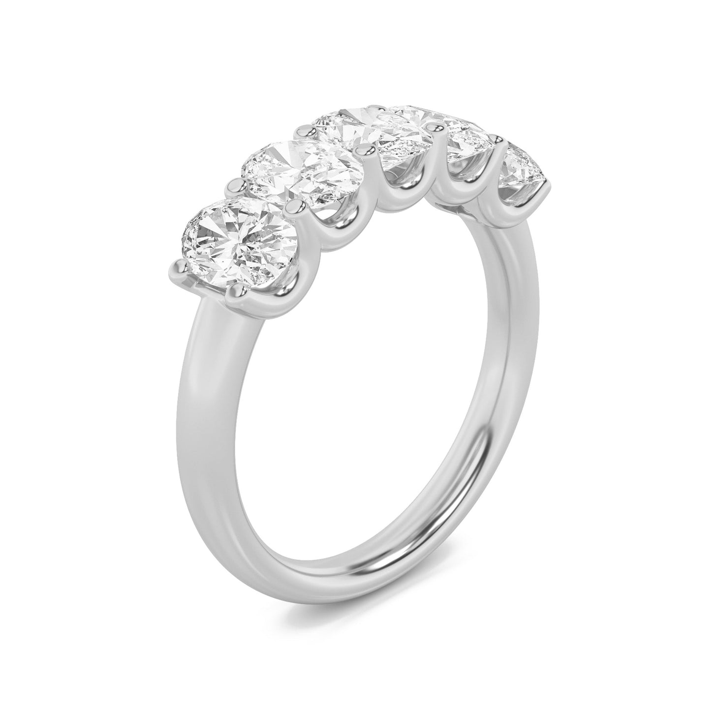2Cttw Oval Shaped Lab Grown Diamond (F/VS) Five Stone Band Ring in 14K Gold