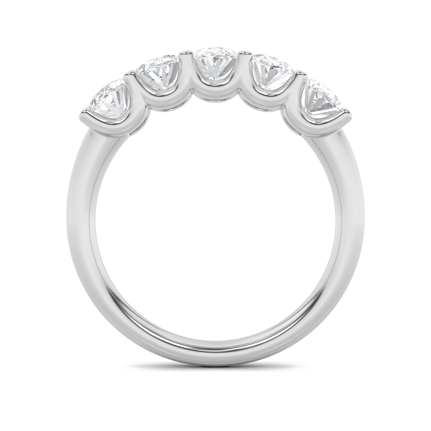 2Cttw Oval Shaped Lab Grown Diamond (F/VS) Five Stone Band Ring in 14K Gold