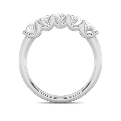 2Cttw Oval Shaped Lab Grown Diamond (F/VS) Five Stone Band Ring in 14K Gold