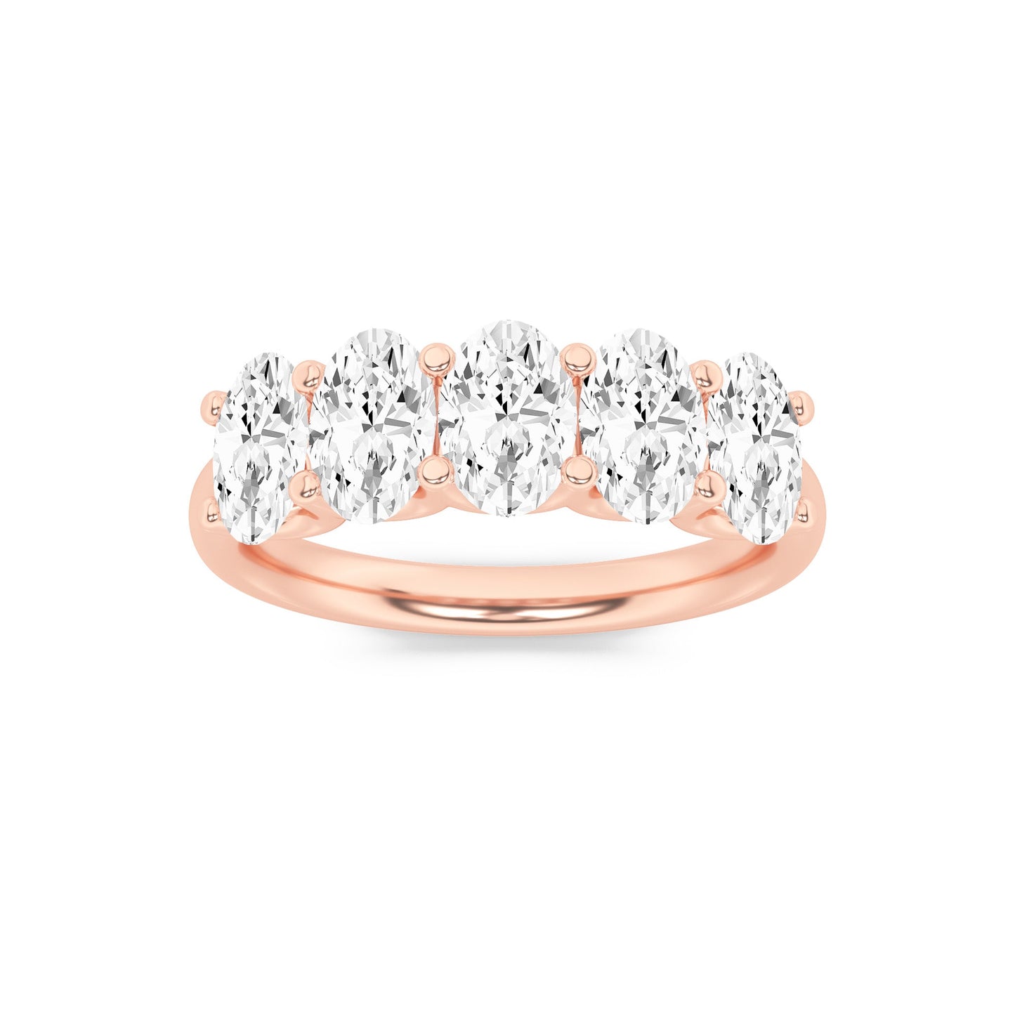 2Cttw Oval Shaped Lab Grown Diamond (F/VS) Five Stone Band Ring in 14K Gold