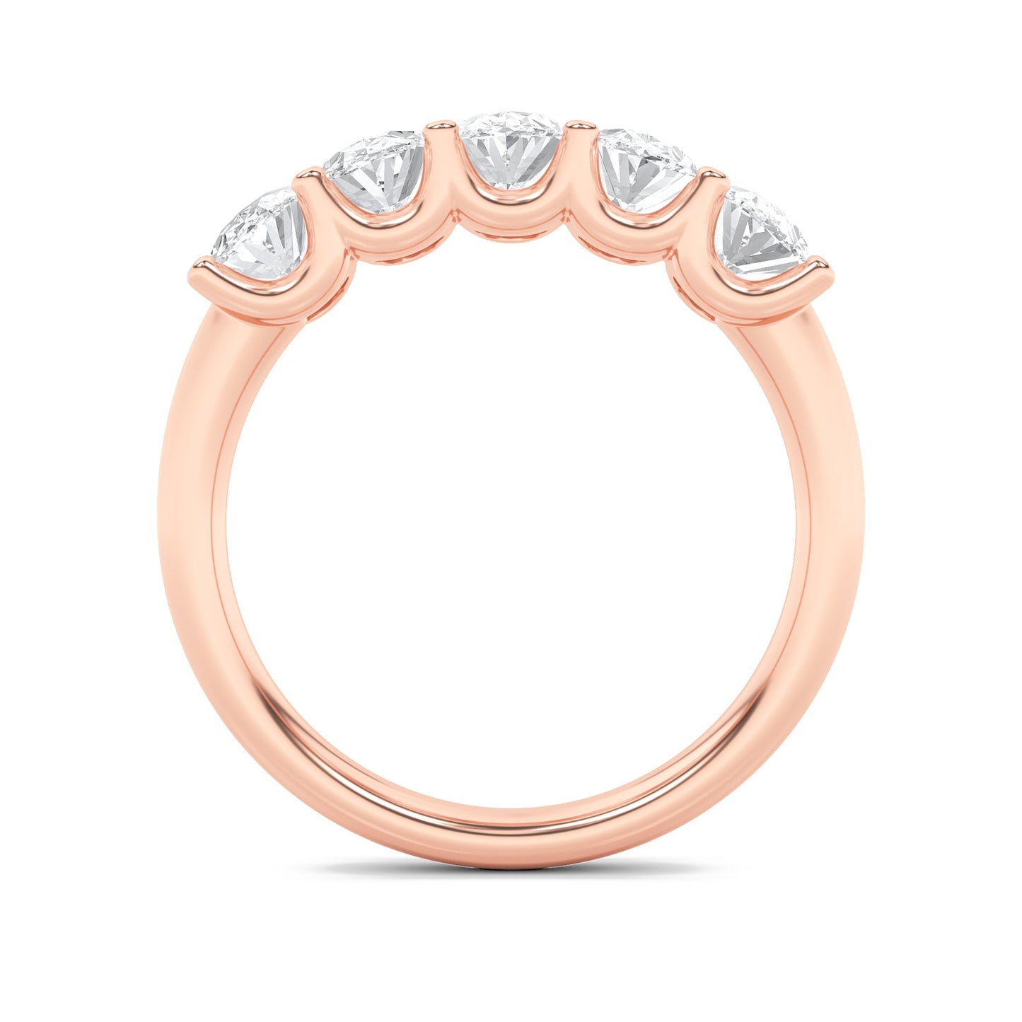 2Cttw Oval Shaped Lab Grown Diamond (F/VS) Five Stone Band Ring in 14K Gold