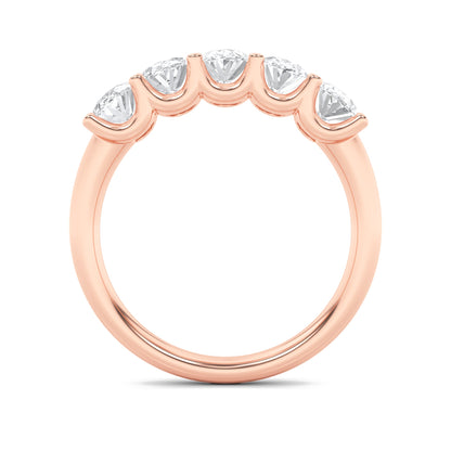 2Cttw Oval Shaped Lab Grown Diamond (F/VS) Five Stone Band Ring in 14K Gold