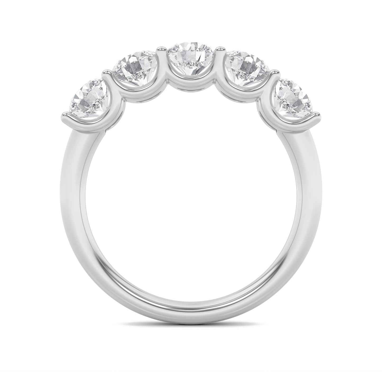2Cttw Round Shaped Lab Grown Diamond (F/VS) Five Stone Band Ring in 14K Gold