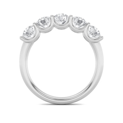 2Cttw Round Shaped Lab Grown Diamond (F/VS) Five Stone Band Ring in 14K Gold