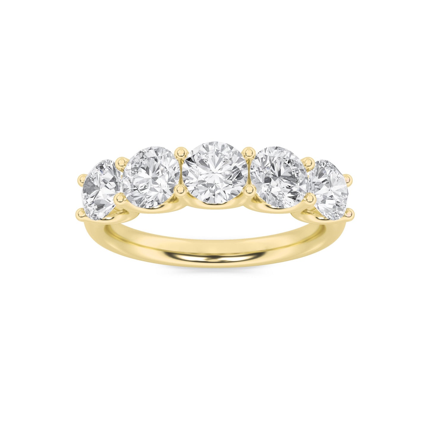 2Cttw Round Shaped Lab Grown Diamond (F/VS) Five Stone Band Ring in 14K Gold