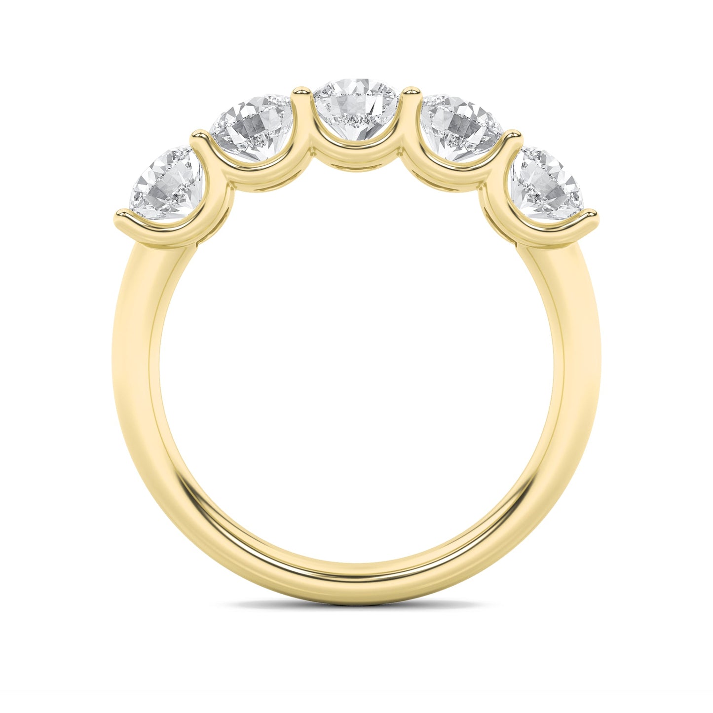 2Cttw Round Shaped Lab Grown Diamond (F/VS) Five Stone Band Ring in 14K Gold