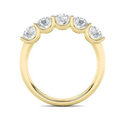 2Cttw Round Shaped Lab Grown Diamond (F/VS) Five Stone Band Ring in 14K Gold