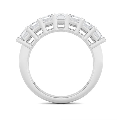 3Cttw Emerald Shaped Lab Grown Diamond (F/VS) Seven Stone Band Ring in 14K Gold