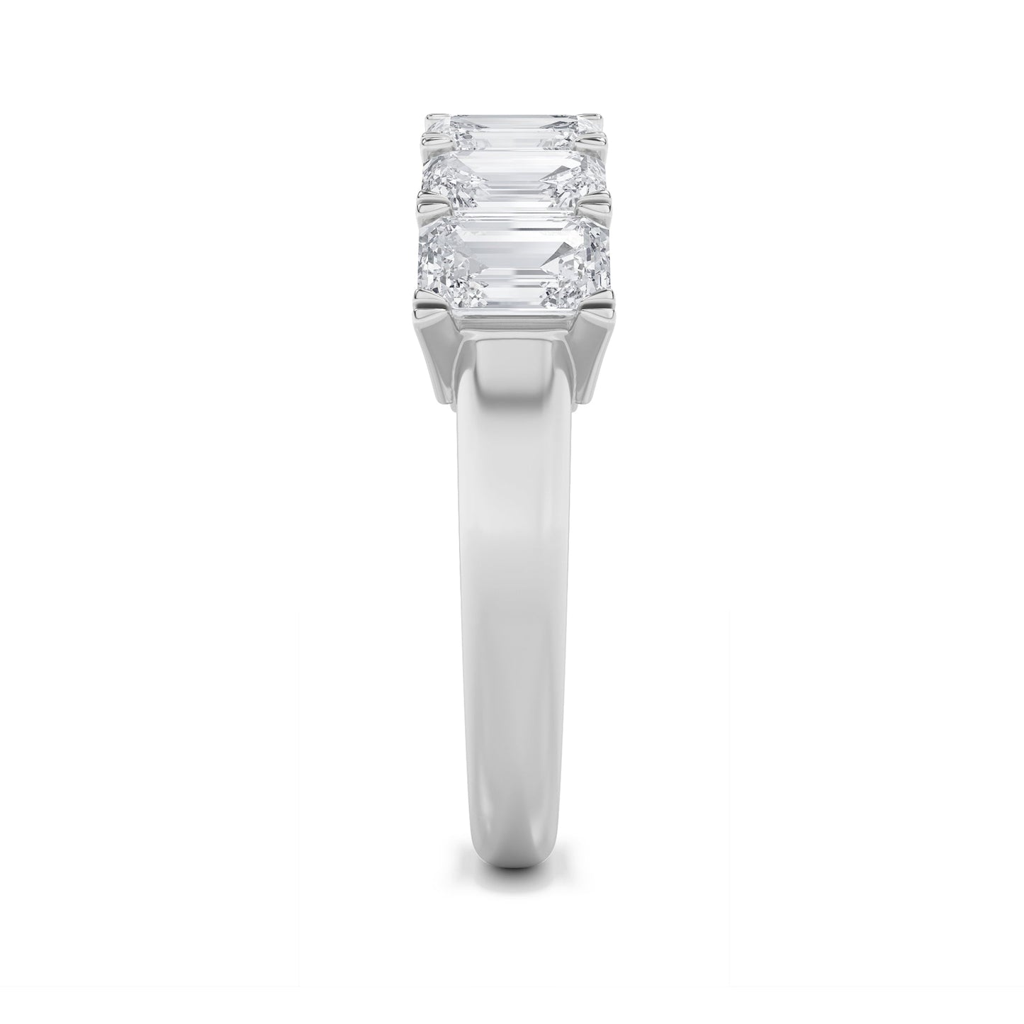 3Cttw Emerald Shaped Lab Grown Diamond (F/VS) Seven Stone Band Ring in 14K Gold