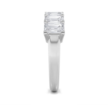 3Cttw Emerald Shaped Lab Grown Diamond (F/VS) Seven Stone Band Ring in 14K Gold