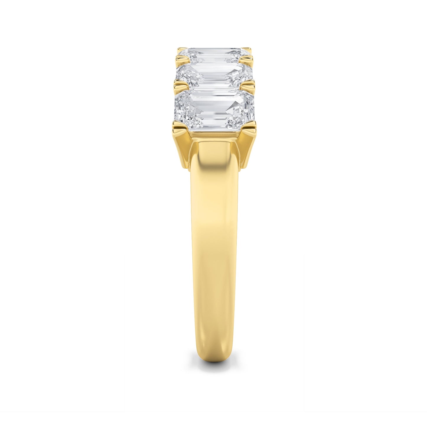 3Cttw Emerald Shaped Lab Grown Diamond (F/VS) Seven Stone Band Ring in 14K Gold