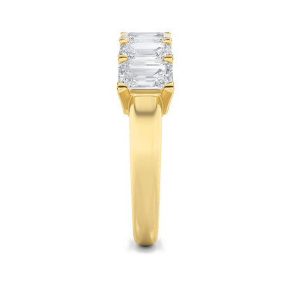3Cttw Emerald Shaped Lab Grown Diamond (F/VS) Seven Stone Band Ring in 14K Gold