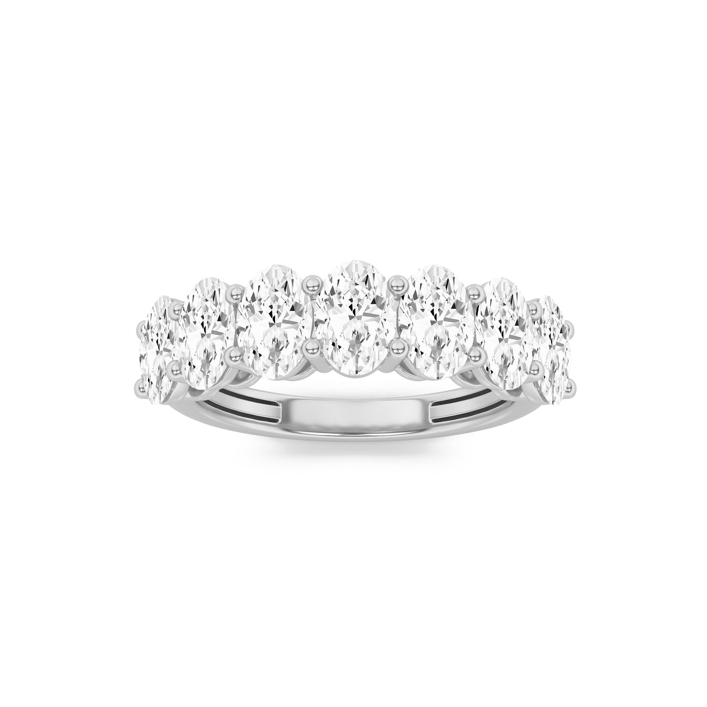 3Cttw Oval Shaped Lab Grown Diamond (F/VS) Seven Stone Band Ring in 14K Gold