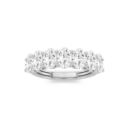 3Cttw Oval Shaped Lab Grown Diamond (F/VS) Seven Stone Band Ring in 14K Gold
