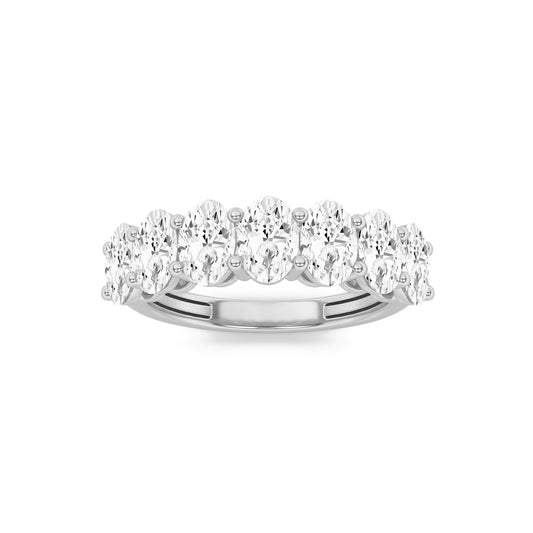 3Cttw Oval Shaped Lab Grown Diamond (F/VS) Seven Stone Band Ring in 14K Gold