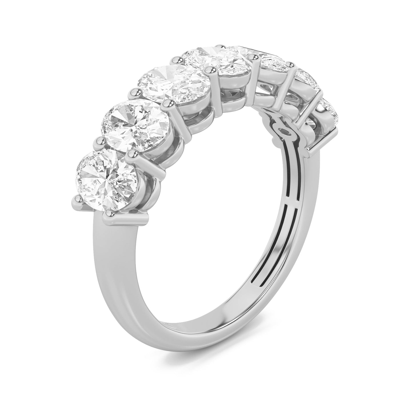 3Cttw Oval Shaped Lab Grown Diamond (F/VS) Seven Stone Band Ring in 14K Gold