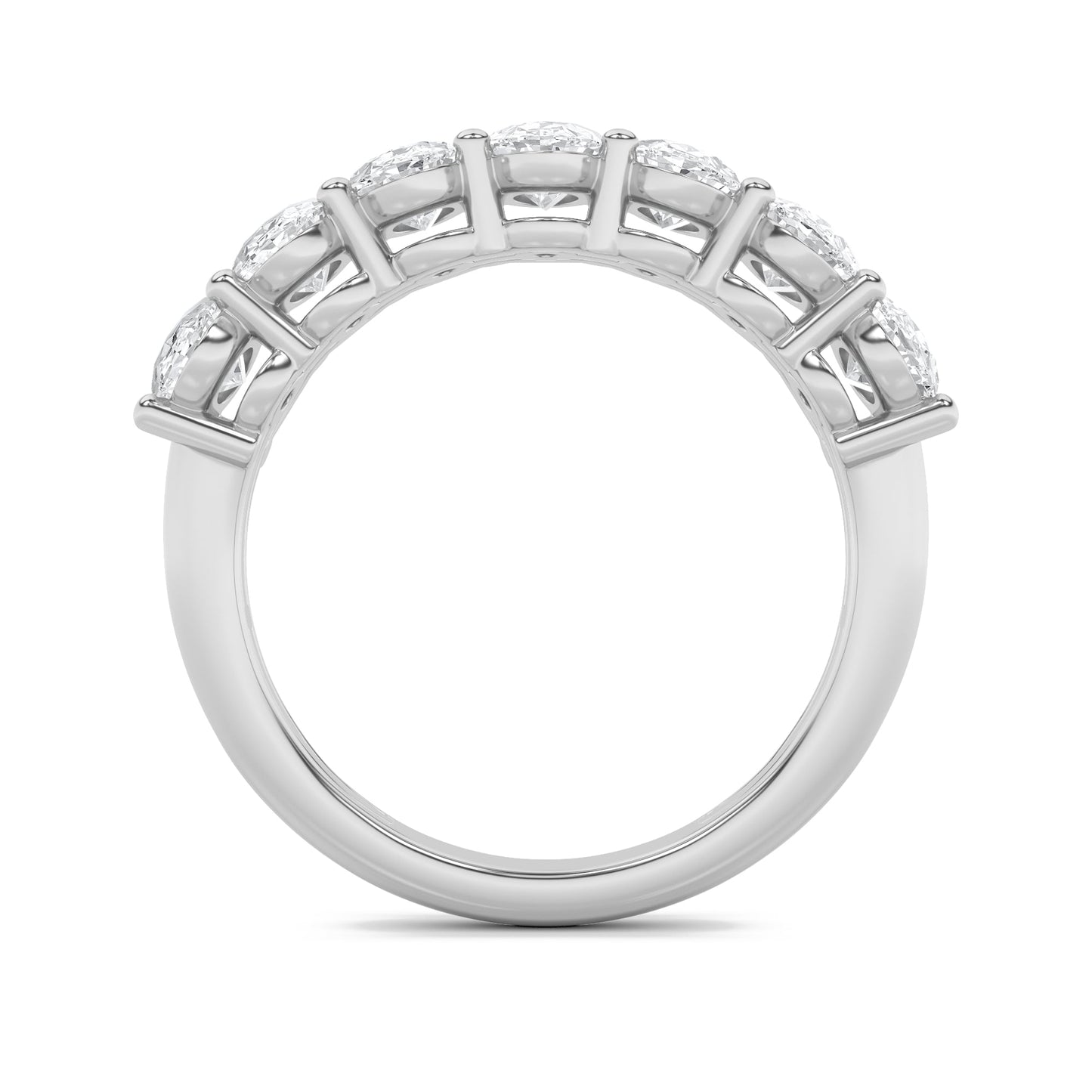 3Cttw Oval Shaped Lab Grown Diamond (F/VS) Seven Stone Band Ring in 14K Gold