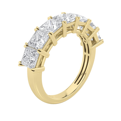 3Cttw Princess Shaped Lab Grown Diamond (F/VS) Seven Stone Band Ring in 14K Gold