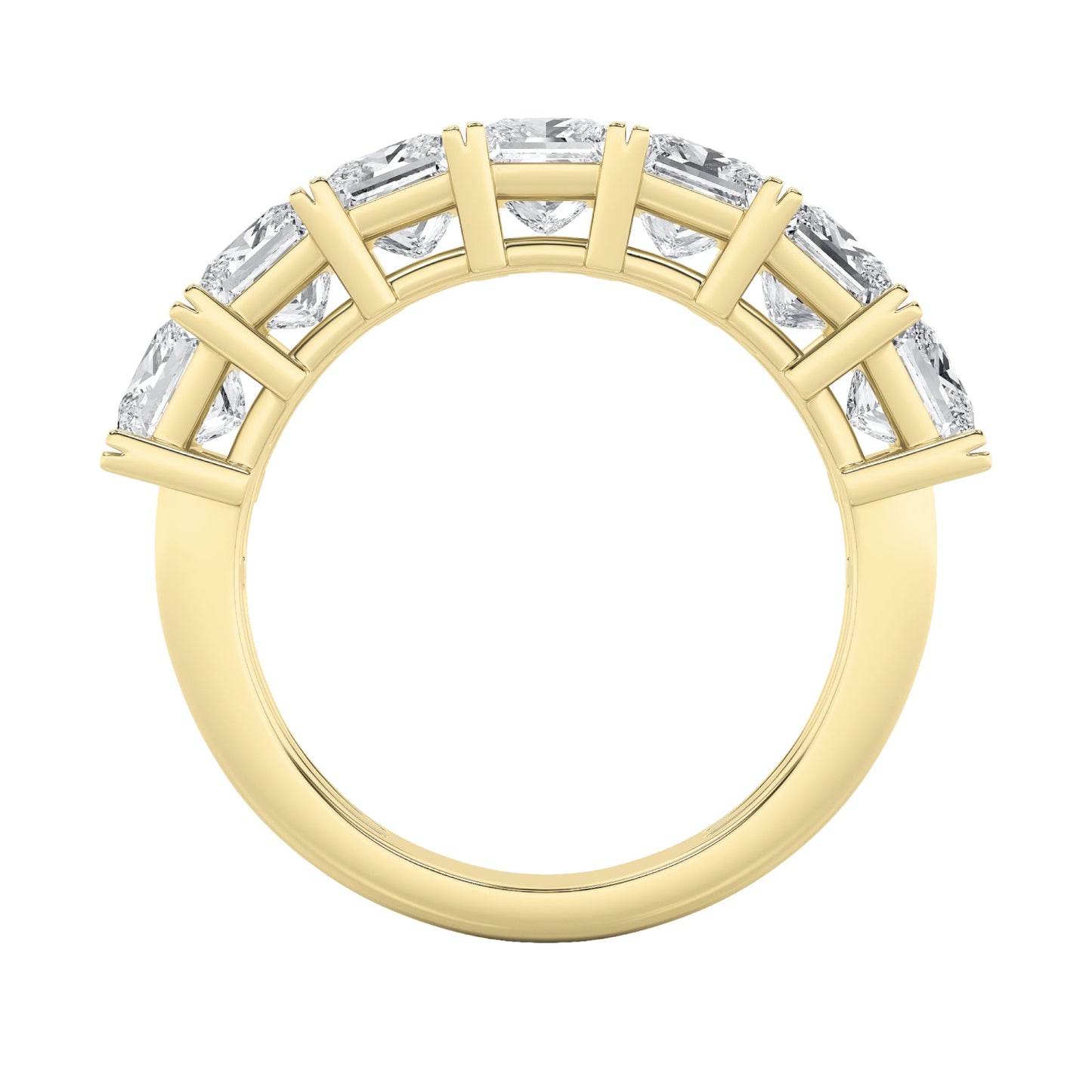 3Cttw Princess Shaped Lab Grown Diamond (F/VS) Seven Stone Band Ring in 14K Gold