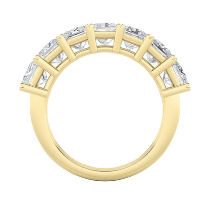 3Cttw Princess Shaped Lab Grown Diamond (F/VS) Seven Stone Band Ring in 14K Gold