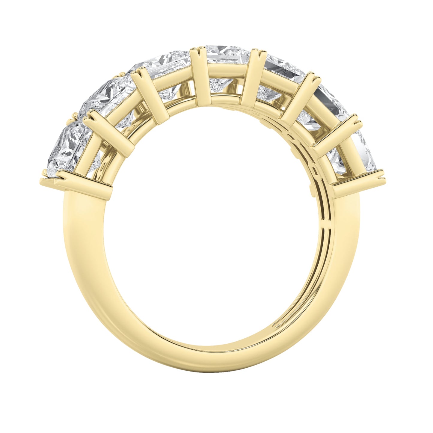 3Cttw Princess Shaped Lab Grown Diamond (F/VS) Seven Stone Band Ring in 14K Gold