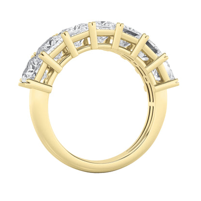 3Cttw Princess Shaped Lab Grown Diamond (F/VS) Seven Stone Band Ring in 14K Gold
