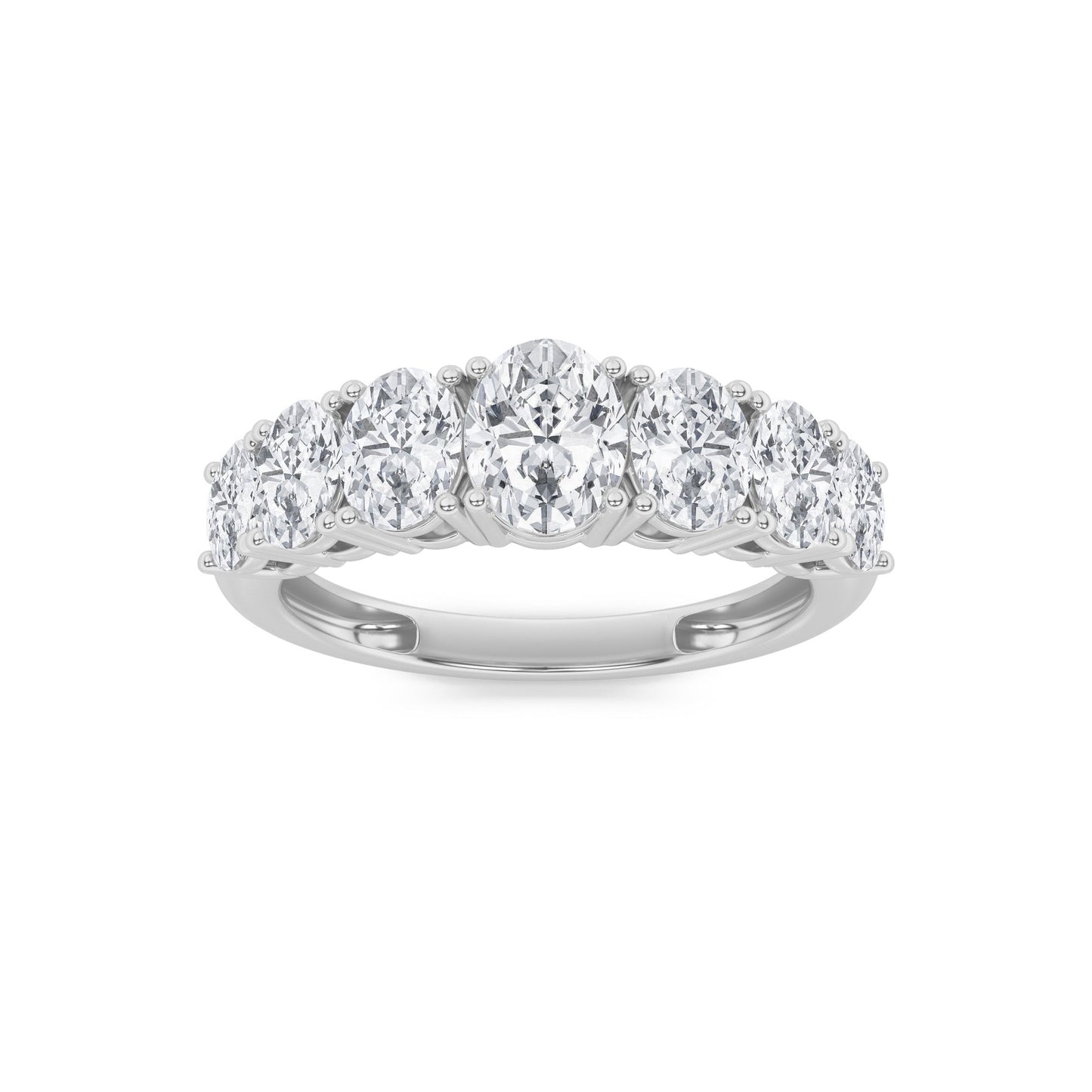 2Cttw Oval Shaped Lab Grown Diamond (F/VS) Seven Stone Band Ring in 14K Gold