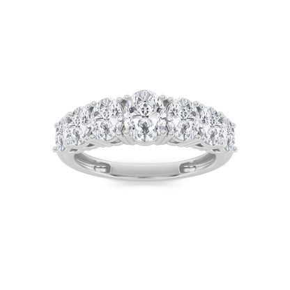 2Cttw Oval Shaped Lab Grown Diamond (F/VS) Seven Stone Band Ring in 14K Gold