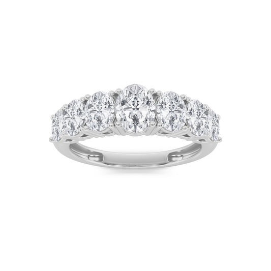 2Cttw Oval Shaped Lab Grown Diamond (F/VS) Seven Stone Band Ring in 14K Gold