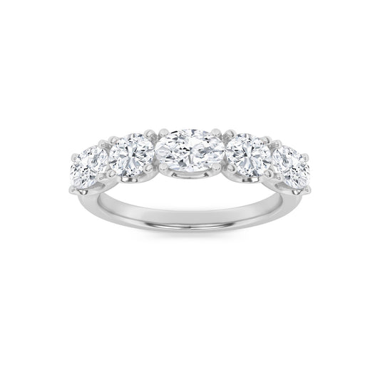 2Cttw Oval Shaped Lab Grown Diamond (F/VVS) Five Stone Band Ring in 14K Gold