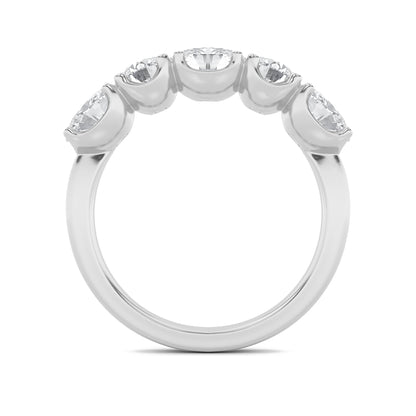 2Cttw Oval Shaped Lab Grown Diamond (F/VVS) Five Stone Band Ring in 14K Gold