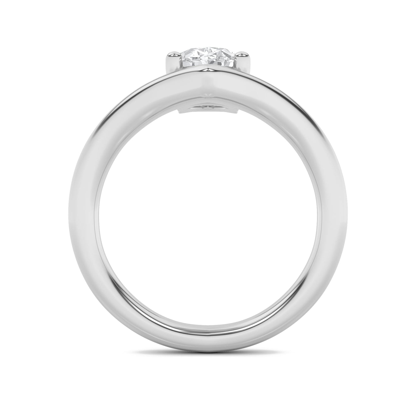 1.5Cttw Oval Shaped Lab Grown Diamond (G/VS) Chevron Solitaire Engagement Ring in 14K Gold