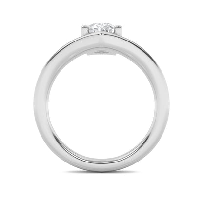 1.5Cttw Oval Shaped Lab Grown Diamond (G/VS) Chevron Solitaire Engagement Ring in 14K Gold