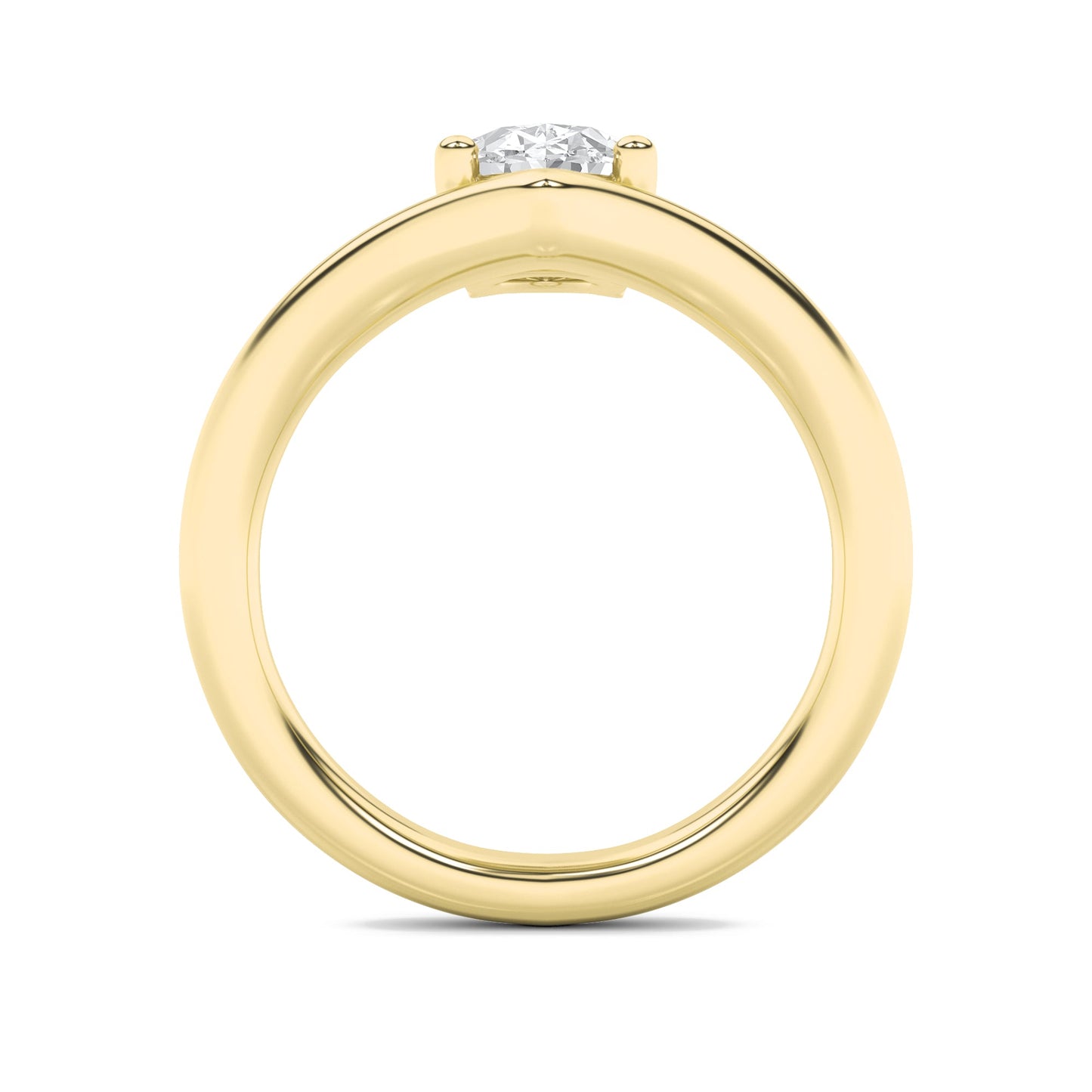 1.5Cttw Oval Shaped Lab Grown Diamond (G/VS) Chevron Solitaire Engagement Ring in 14K Gold