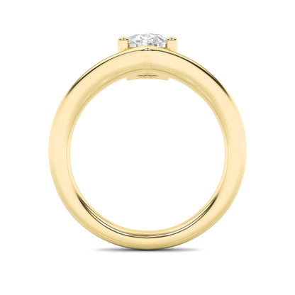 1.5Cttw Oval Shaped Lab Grown Diamond (G/VS) Chevron Solitaire Engagement Ring in 14K Gold
