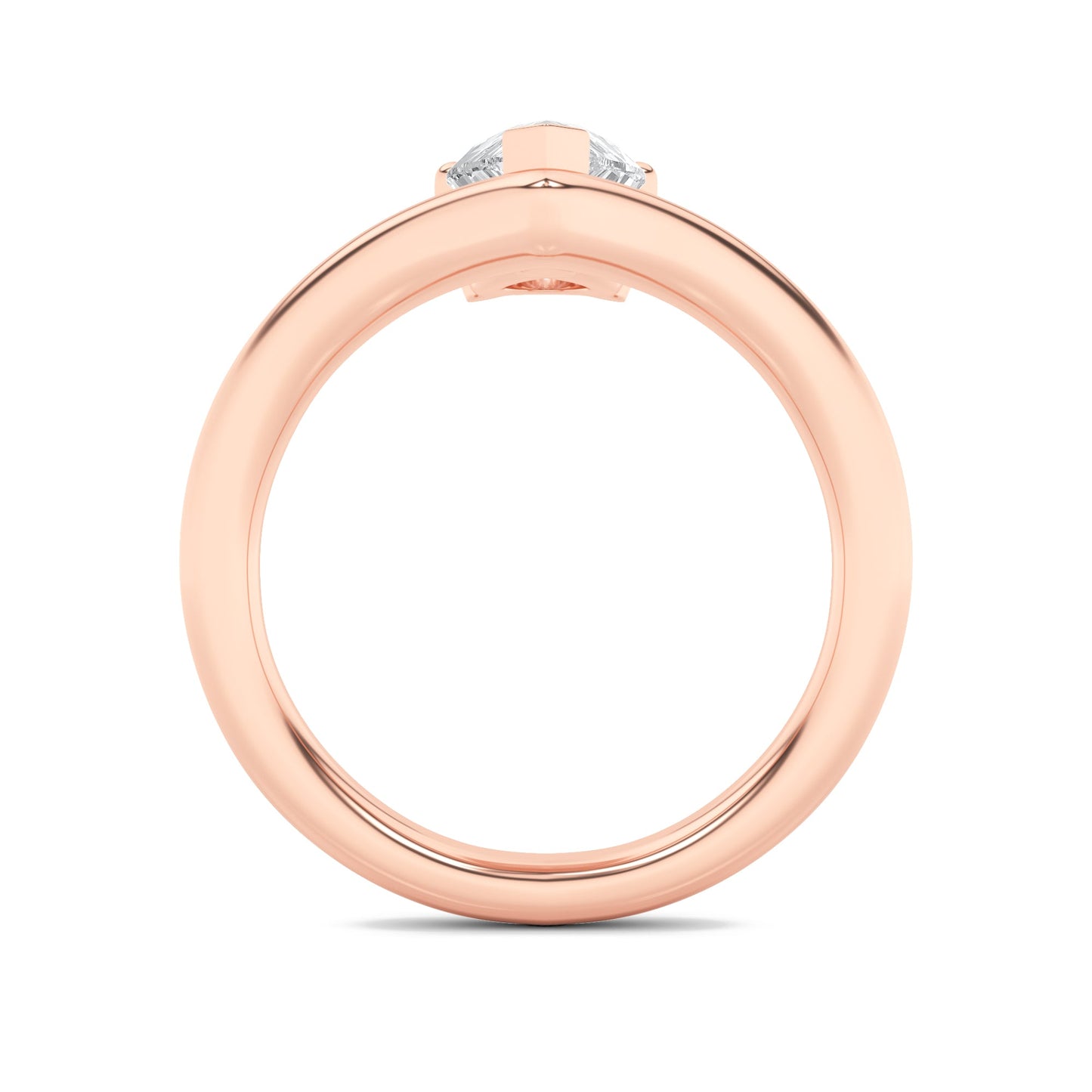 1.5Cttw Pear Shaped Lab Grown Diamond (F/VS) Chevron Solitaire Engagement Ring in 14K Gold