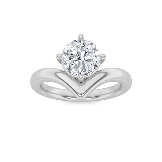 1.5Cttw Round Shaped Lab Grown Diamond (G/VS) Chevron Solitaire Engagement Ring in 14K Gold