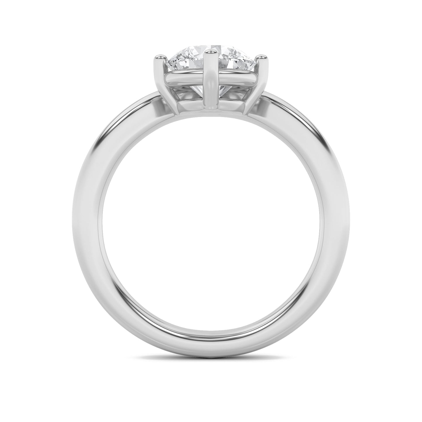 1.5Cttw Round Shaped Lab Grown Diamond (G/VS) Chevron Solitaire Engagement Ring in 14K Gold