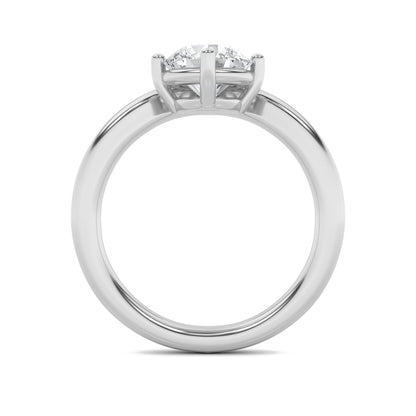 1.5Cttw Round Shaped Lab Grown Diamond (G/VS) Chevron Solitaire Engagement Ring in 14K Gold