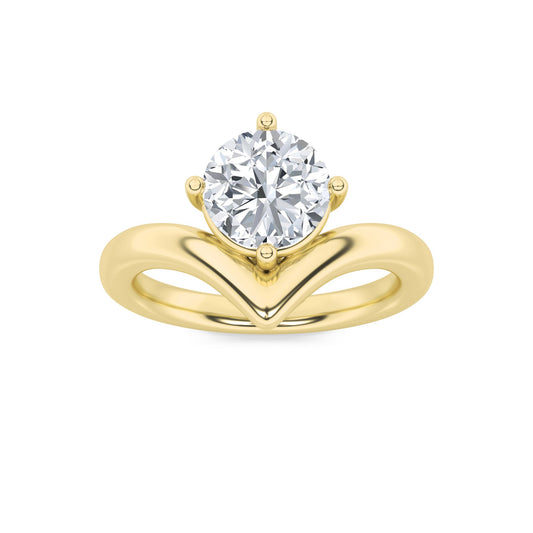 1.5Cttw Round Shaped Lab Grown Diamond (G/VS) Chevron Solitaire Engagement Ring in 14K Gold