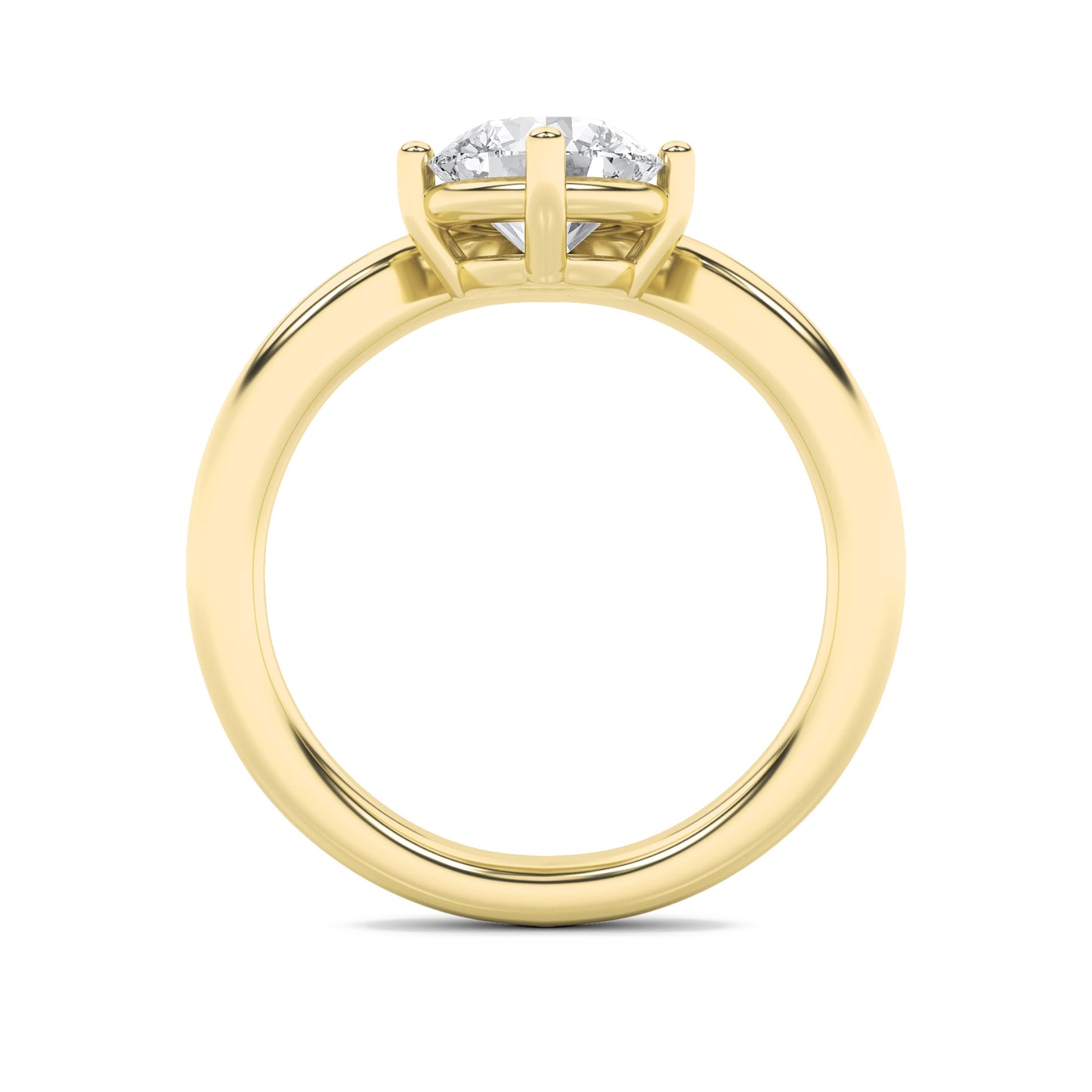1.5Cttw Round Shaped Lab Grown Diamond (G/VS) Chevron Solitaire Engagement Ring in 14K Gold