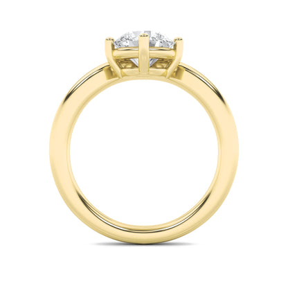 1.5Cttw Round Shaped Lab Grown Diamond (G/VS) Chevron Solitaire Engagement Ring in 14K Gold
