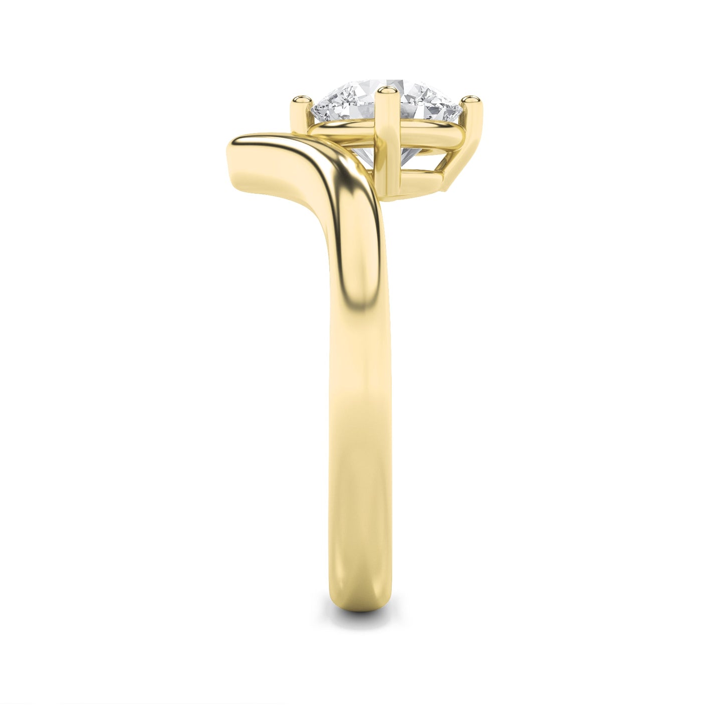 1.5Cttw Round Shaped Lab Grown Diamond (G/VS) Chevron Solitaire Engagement Ring in 14K Gold