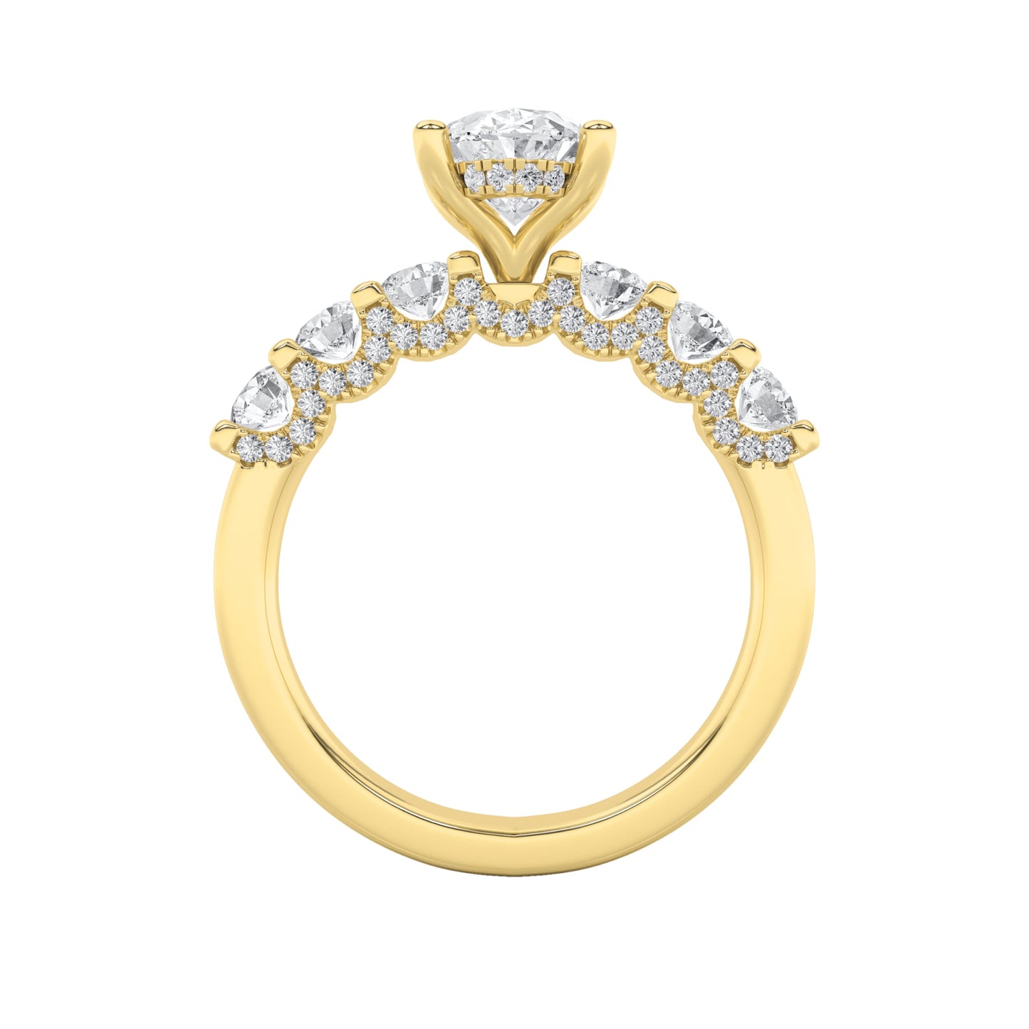 2.5Cttw Oval Shaped Lab Grown Diamond (F/VS) Accented Double Halo Set of Band and Ring in 14K Gold