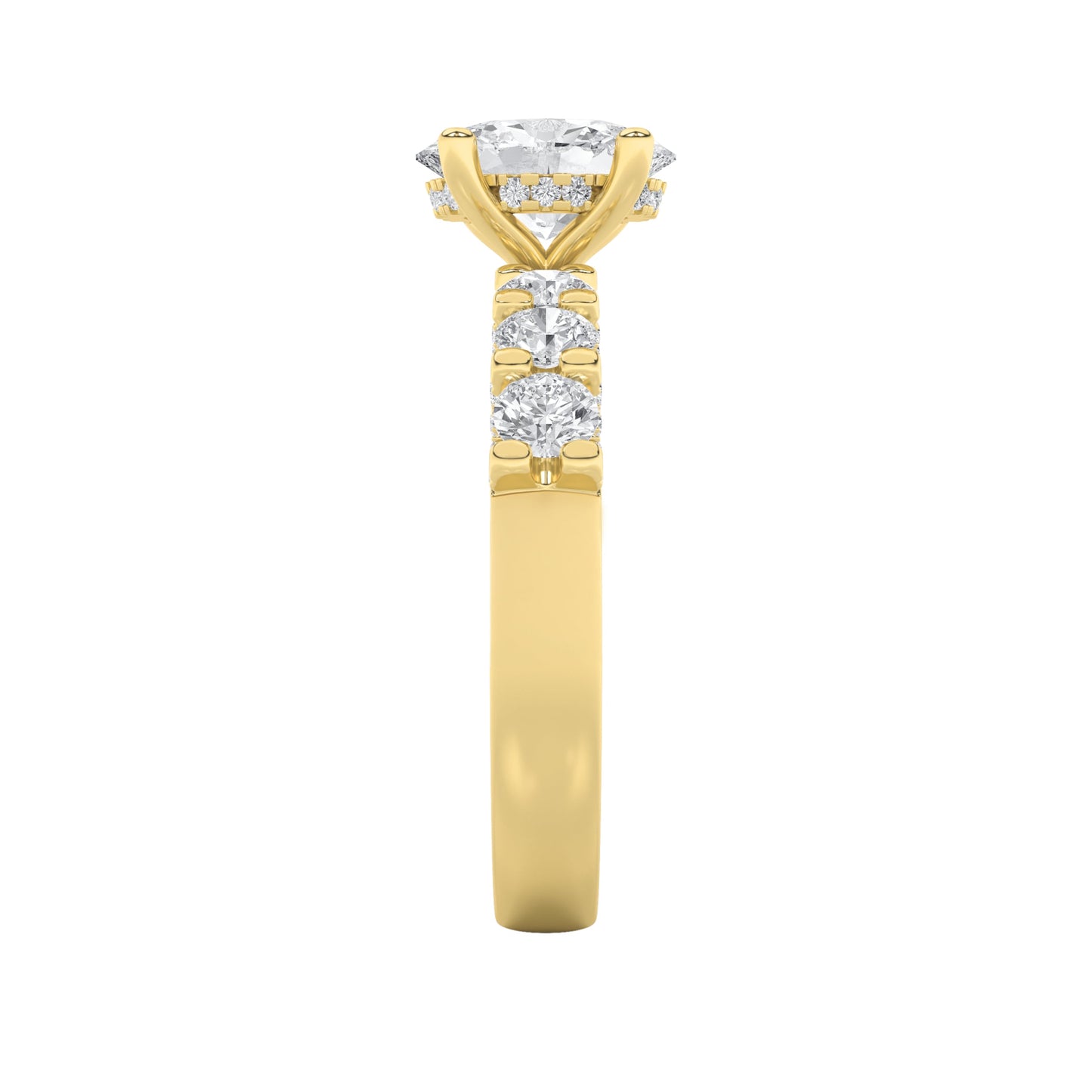 2.5Cttw Oval Shaped Lab Grown Diamond (F/VS) Accented Double Halo Set of Band and Ring in 14K Gold