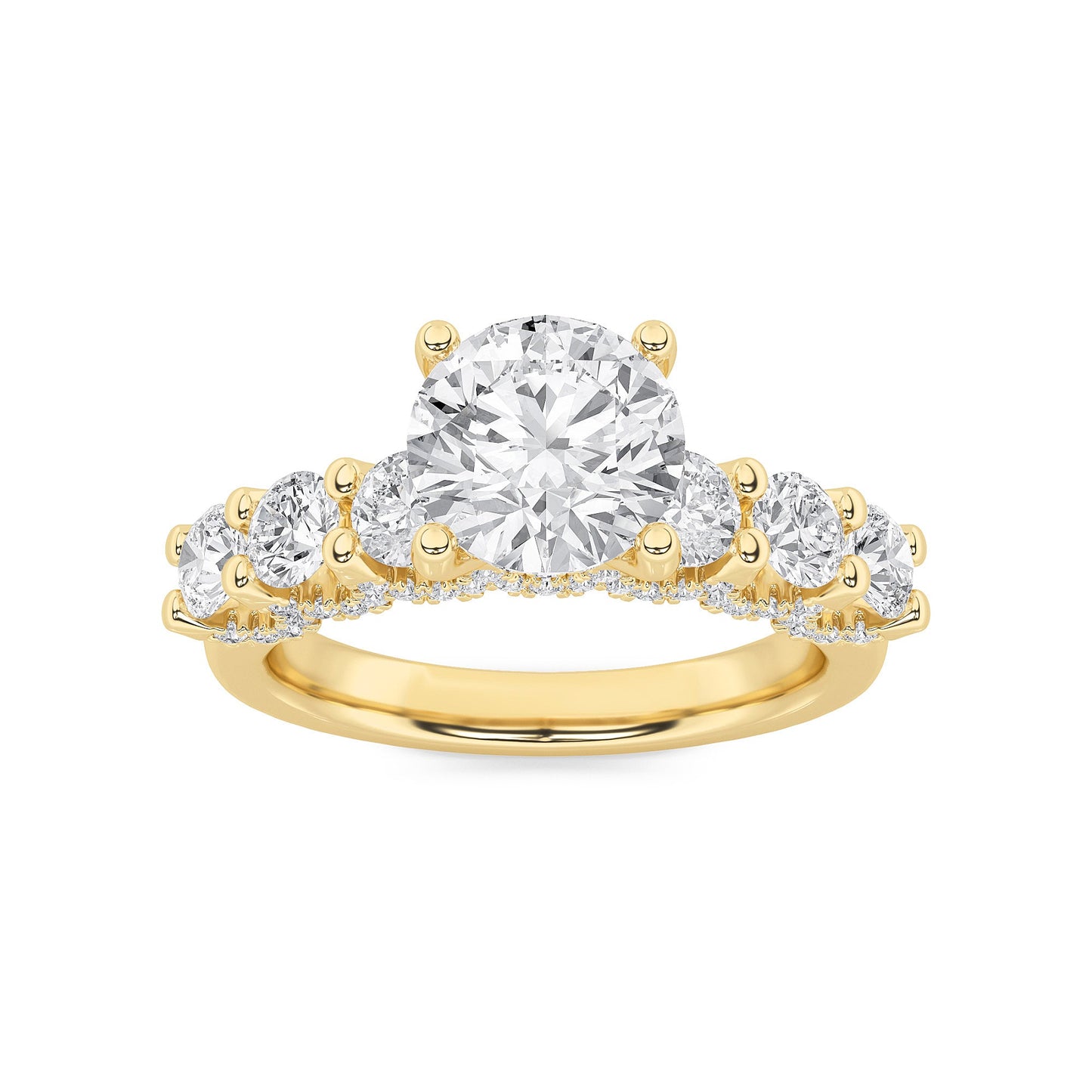 2.5Cttw Round Shaped Lab Grown Diamond (F/VS) Accented Double Halo Set of Band and  Ring in 14K Gold